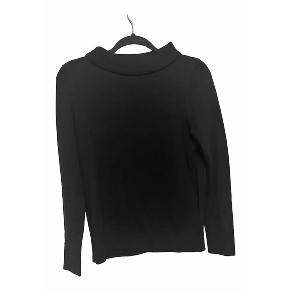 Talbots 100% Merino Wool Solid Black Cowl Neck Sweater Button Sleeves Size Small - Picture 1 of 4